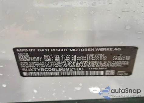 2020 BMW X3 xDrive30I from USA, damaged, VIN 5UXTY5C09L9B92180
